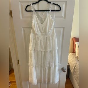 Lulus 3 tier dot midi dress